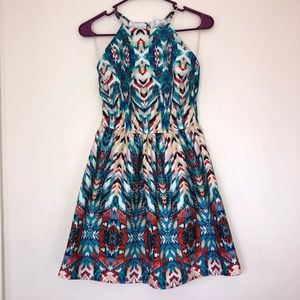 Tribal print fit and flare dress small